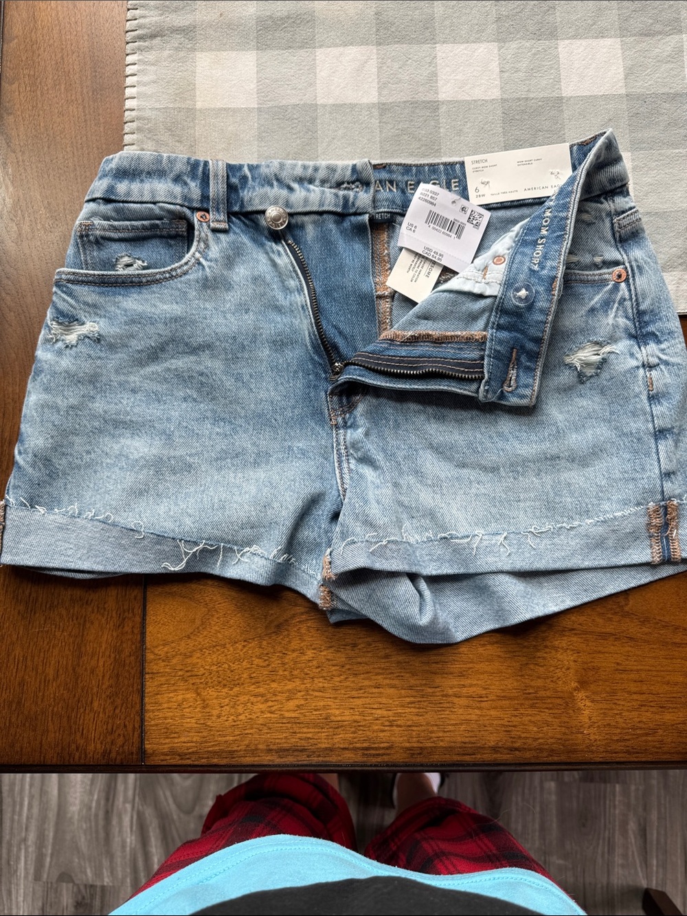 American Eagle Outfitters Light Wash Distressed Jean Shorts